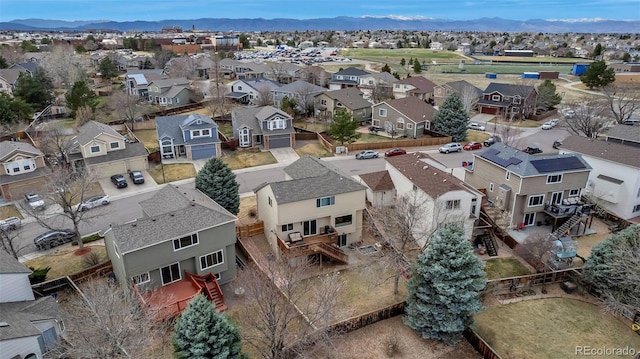 5075 Weeping Willow Cir, Highlands Ranch, CO 80130 - aerial perspective of suburban area with mountains