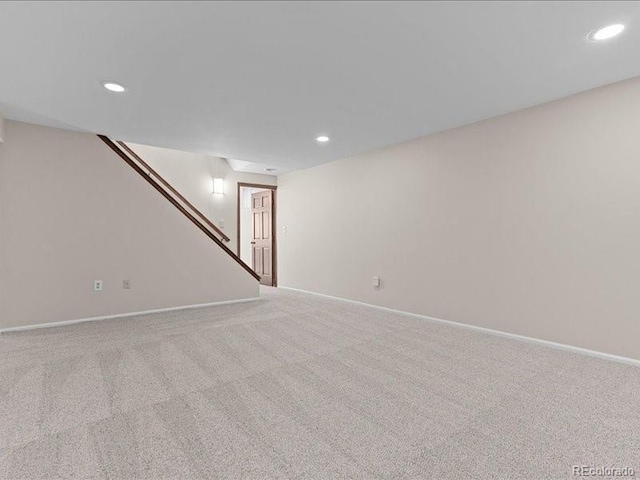 7101 W Yale Ave Unit 1305, Denver, CO 80227 - finished basement with recessed lighting, carpet flooring, and stairs