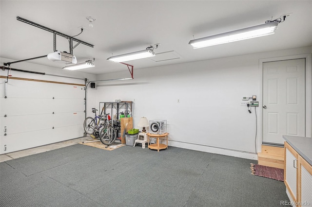 garage with a garage door opener