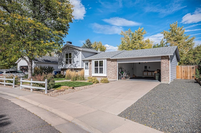 split level home with a garage