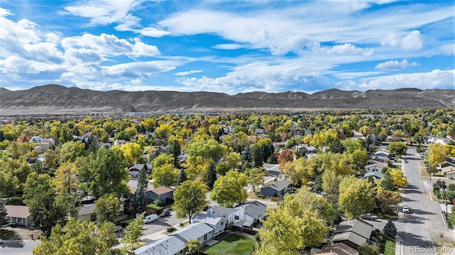 aerial view with a mountain view