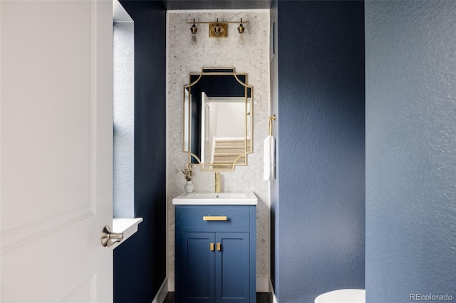3473 Beeler St, Denver, CO 80238 - bathroom with vanity and a textured wall