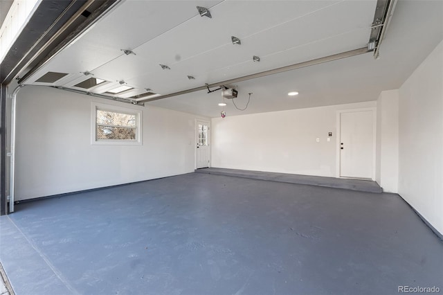 garage with a garage door opener