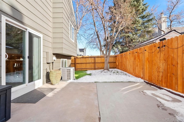 view of patio featuring central AC unit