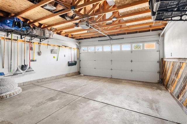 garage with a garage door opener