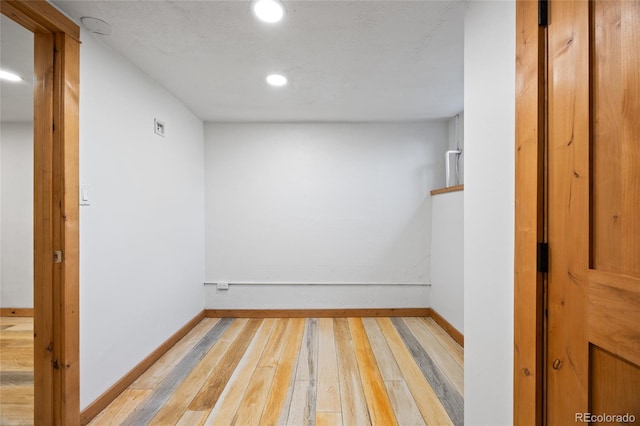 5012 W 36th Ave Unit 5, Denver, CO 80212 - basement with hardwood / wood-style floors, baseboards, and recessed lighting