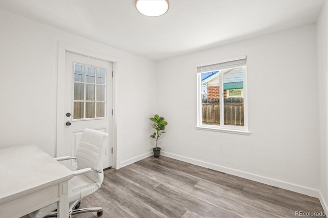 home office featuring light wood-type flooring