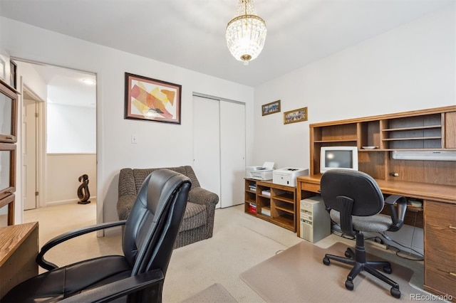 1254 S Yosemite Way Unit 99, Denver, CO 80247 - office area with light colored carpet and a chandelier