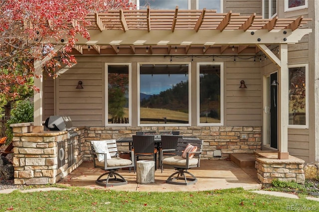 view of patio / terrace featuring a pergola