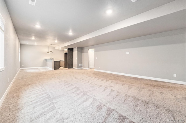 7293 Xenophon Ct, Arvada, CO 80004 - finished below grade area featuring carpet, recessed lighting, and bar