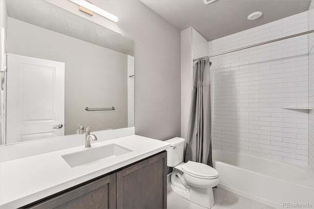7293 Xenophon Ct, Arvada, CO 80004 - bathroom featuring vanity, shower / tub combo, and tile patterned floors