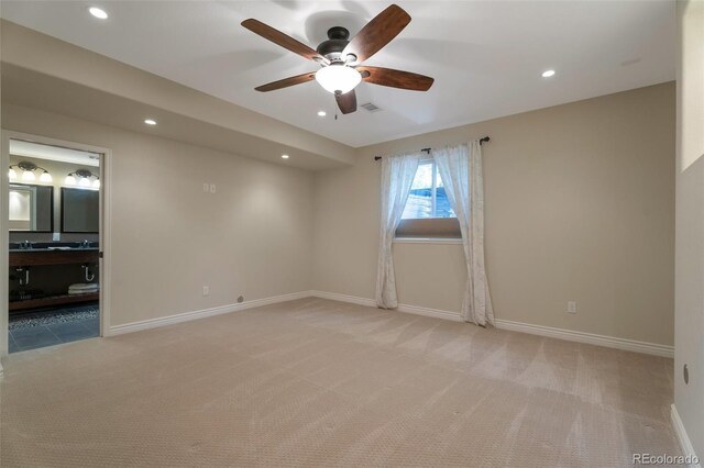 24733 E Park Crescent Dr, Aurora, CO 80016 - unfurnished room featuring ceiling fan, recessed lighting, and light colored carpet