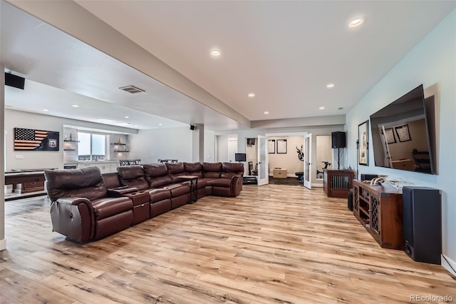 229 High Meadows Loop, Elizabeth, CO 80107 - living area with light wood-style floors and recessed lighting