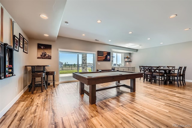 229 High Meadows Loop, Elizabeth, CO 80107 - playroom featuring billiards table, light wood-style flooring, and recessed lighting