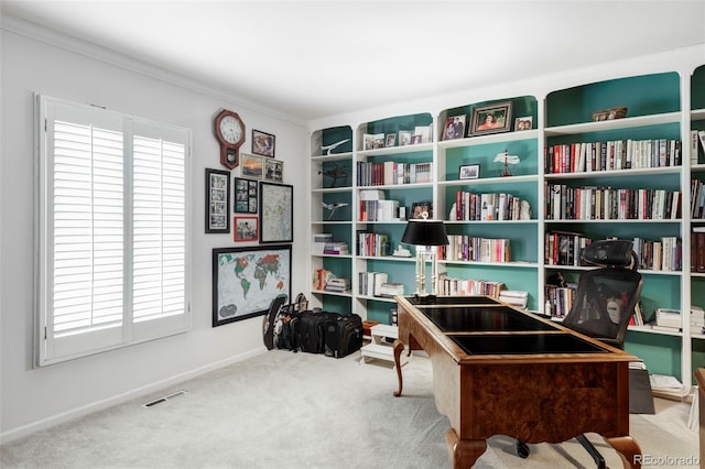 2209 Green Oaks Ln, Greenwood Village, CO 80121 - sitting room featuring carpet, ornamental molding, and baseboards