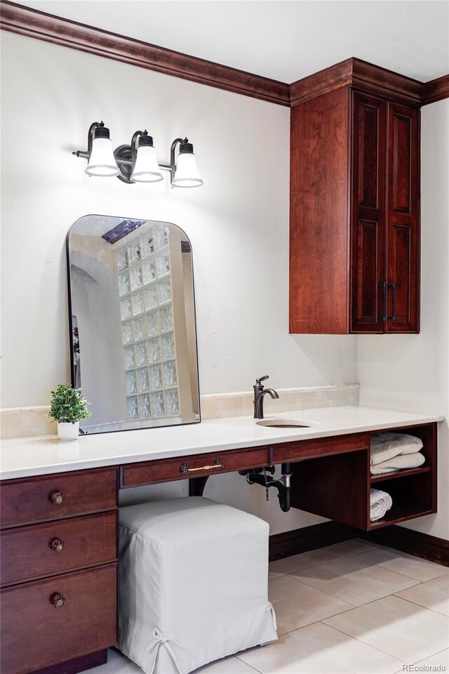 2209 Green Oaks Ln, Greenwood Village, CO 80121 - bathroom with vanity, tile patterned flooring, and baseboards