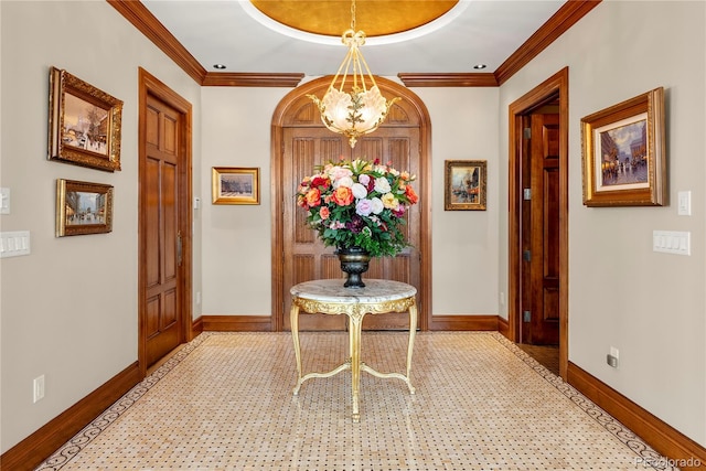 interior space featuring a notable chandelier