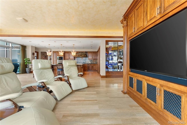 living room featuring light wood-type flooring