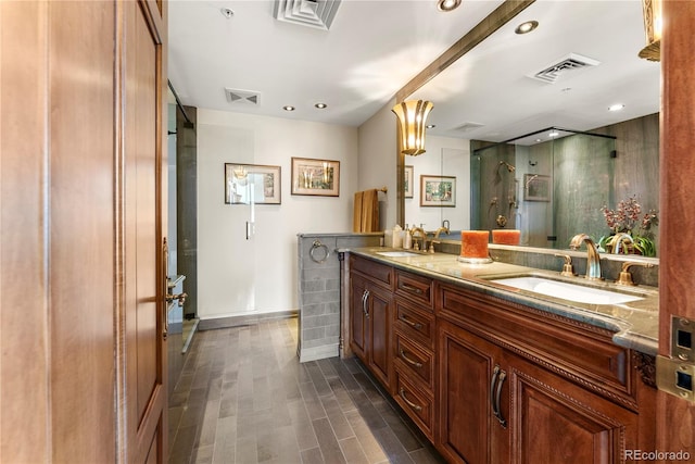 bathroom with double vanity