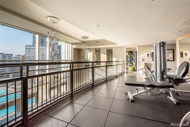 interior space with tile patterned flooring and plenty of natural light