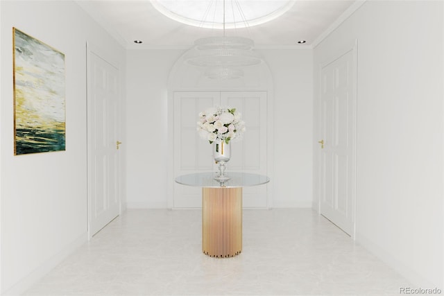 hallway with light tile patterned flooring