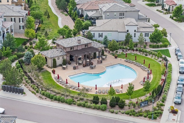 10468 Ladera Dr, Lone Tree, CO 80124 - aerial perspective of suburban area with a pool