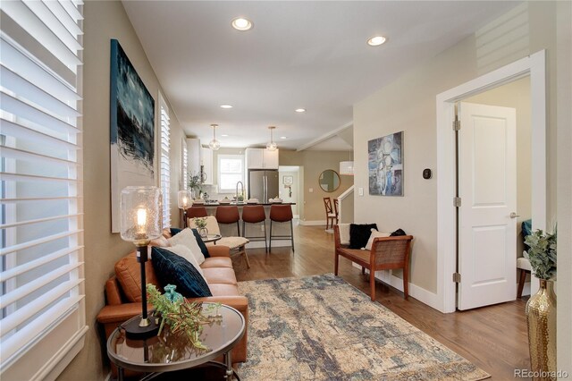 living room featuring light hardwood / wood-style floors