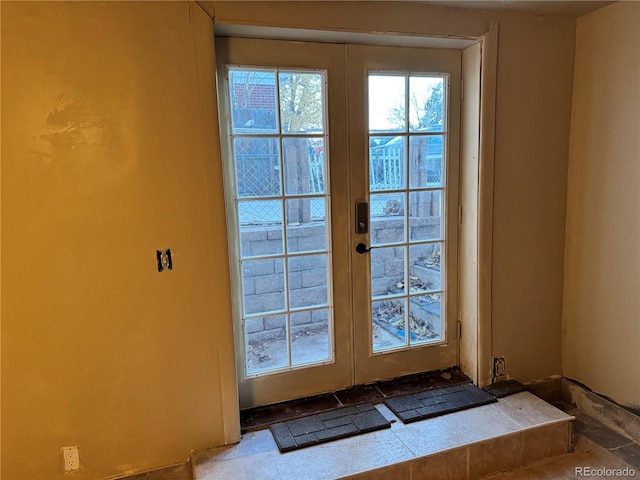 doorway to outside featuring french doors