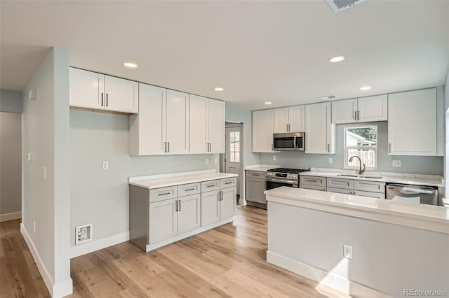 6000 Yarrow St, Arvada, CO 80004 - kitchen featuring a sink, light wood-style floors, stainless steel appliances, and a wealth of natural light