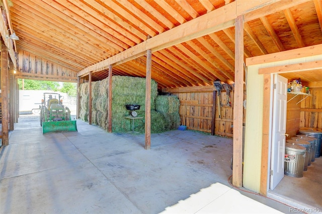 view of patio with an outbuilding