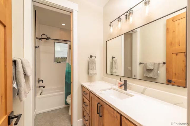 277 Hay Meadow Dr, Fraser, CO 80442 - bathroom with toilet, vanity, and shower / bathtub combination with curtain