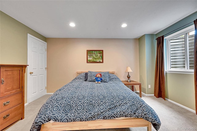 10653 W Parkhill Dr, Littleton, CO 80127 - bedroom with light colored carpet, baseboards, and recessed lighting