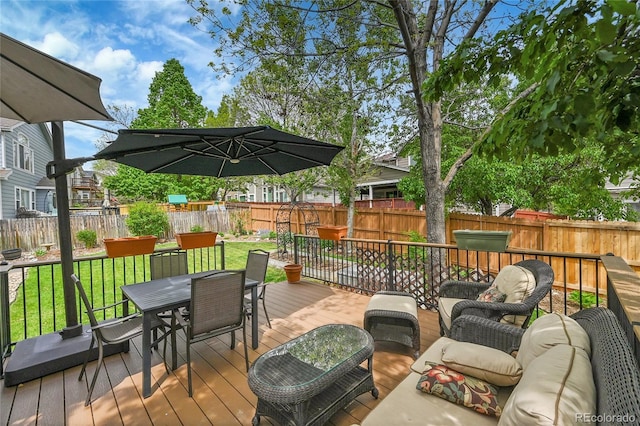10653 W Parkhill Dr, Littleton, CO 80127 - deck with outdoor dining area and an outdoor living space