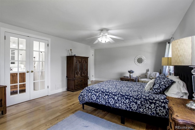 8413 E Jamison Cir, Englewood, CO 80112 - bedroom with french doors, wood finished floors, and a ceiling fan