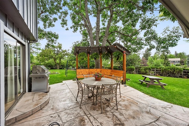 8413 E Jamison Cir, Englewood, CO 80112 - view of patio / terrace with area for grilling, a pergola, and outdoor dining space