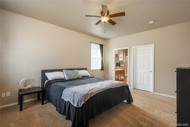6434 N Ensenada Ct, Aurora, CO 80019 - bedroom with a ceiling fan, baseboards, and light carpet