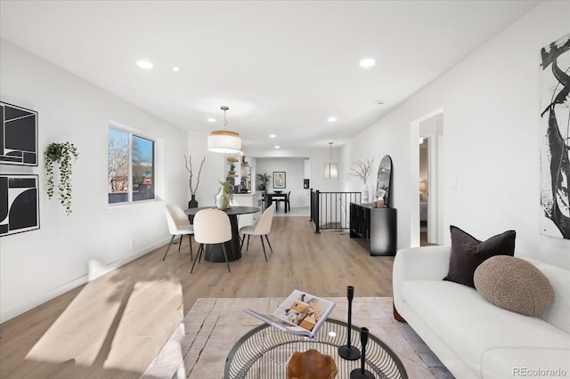 living room with light wood-type flooring