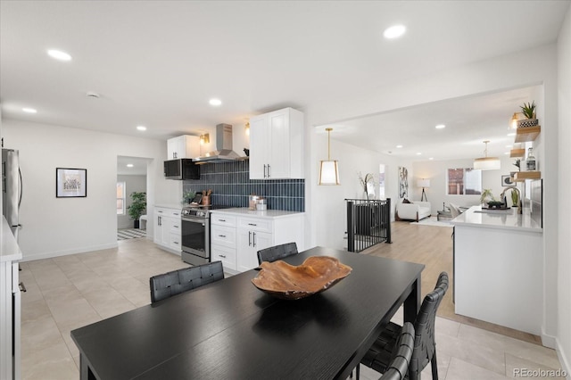 view of tiled dining space