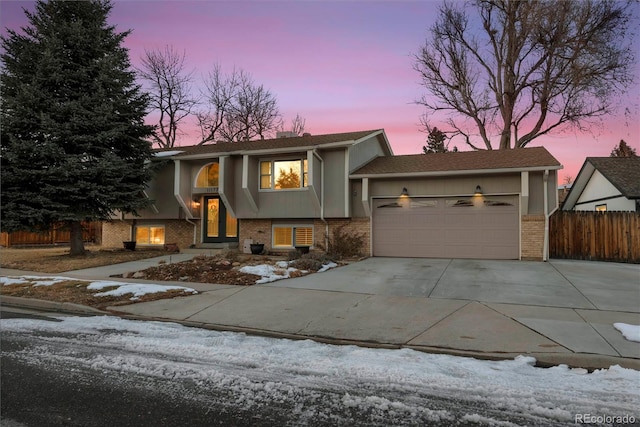 bi-level home with a garage