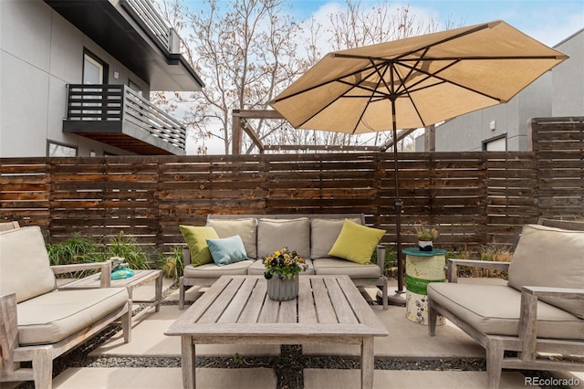 3168 W 29th Ave, Denver, CO 80211 - fenced backyard featuring an outdoor hangout area and a patio