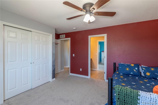 2339 Elkhorn St, Parker, CO 80138 - carpeted bedroom featuring a closet, a ceiling fan, and baseboards