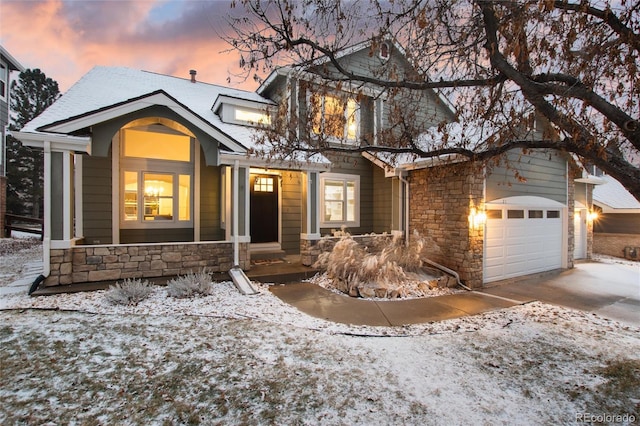 view of front of home with a garage