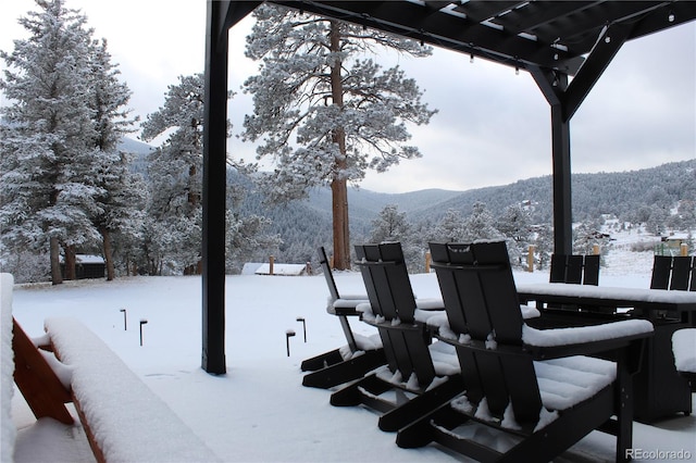 exterior space featuring a mountain view