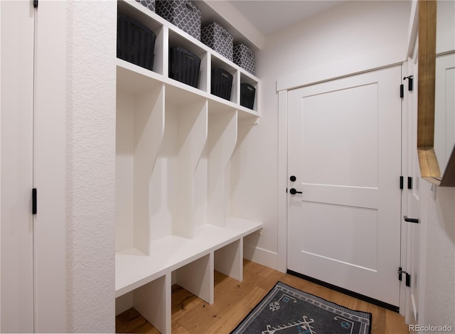 mudroom featuring light wood-type flooring