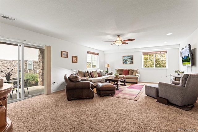 6542 S Tempe St, Aurora, CO 80016 - living area featuring ceiling fan and carpet floors