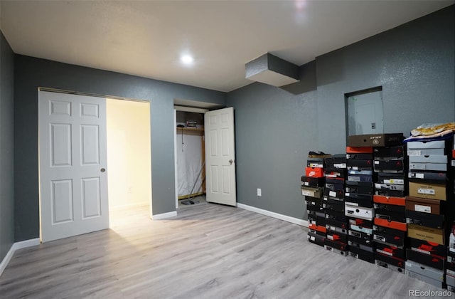 interior space with light hardwood / wood-style floors