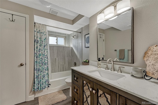 280 Jupiter Dr, Lone Tree, CO 80124 - full bath with shower / bath combination with curtain, vanity, wood finished floors, and toilet