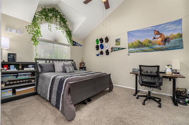 7684 S Monaco Cir, Centennial, CO 80112 - bedroom with vaulted ceiling, carpet flooring, and ceiling fan