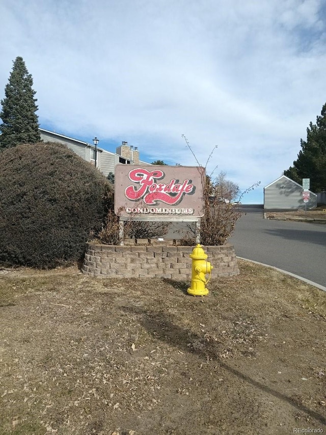view of community sign