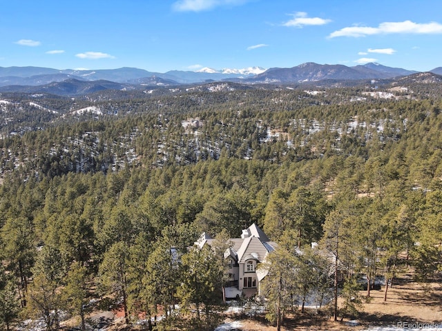 drone / aerial view with a mountain view